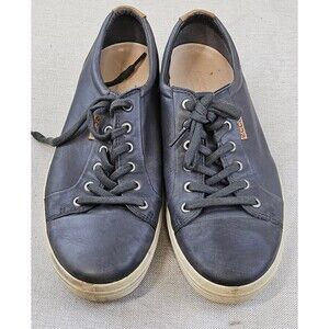 Ecco Mens/Womens Black Leather Golf Shoes‎ Sneakers Spikeless Unisex Size 42